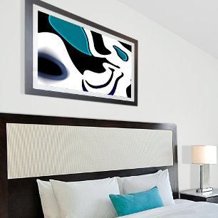 Depth Charge: Abstract Black, White & Blue Faux Canvas Print