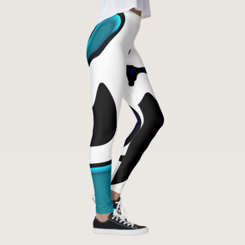 Depth Charge Abstract Black White  Blue Leggings