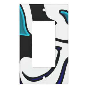 Depth Charge: Abstract Black, White & Blue Light Switch Cover