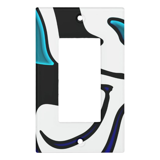 Depth Charge: Abstract Black, White & Blue Light Switch Cover (Front)