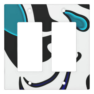 Depth Charge: Abstract Black, White & Blue Light Switch Cover