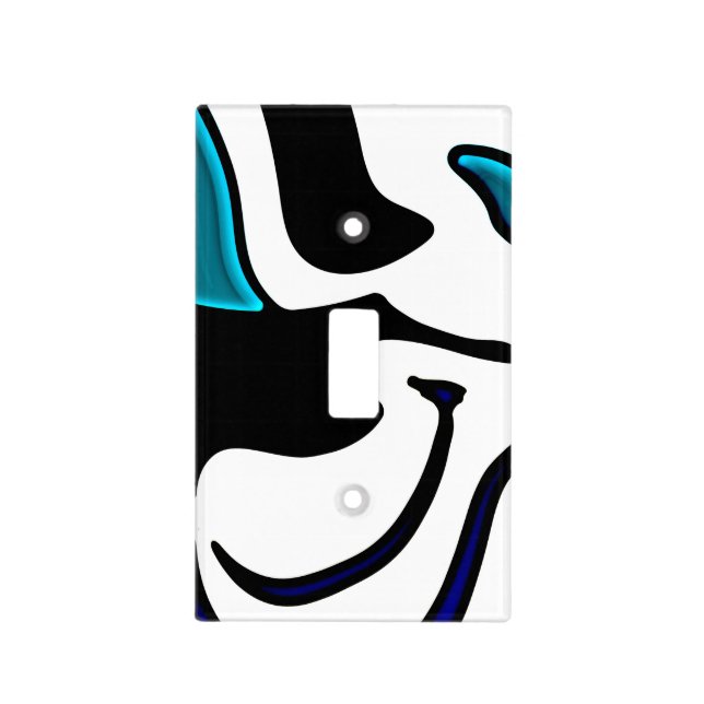 Depth Charge: Abstract Black, White & Blue Light Switch Cover (Front)