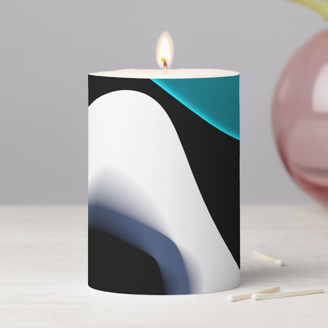 Depth Charge: Abstract Black, White & Blue Pillar Candle (Creator Uploaded)