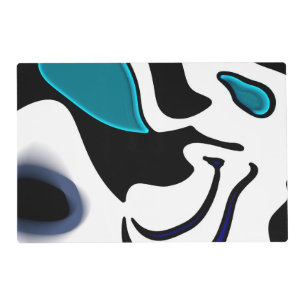 Depth Charge: Abstract Black, White & Blue Placemat