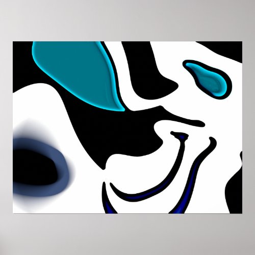 Depth Charge Abstract Black White  Blue Poster