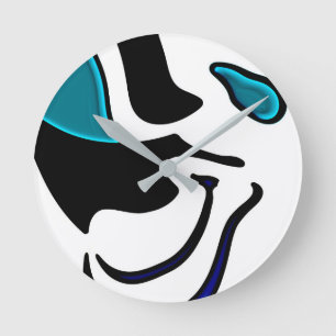 Depth Charge: Abstract Black, White & Blue Round Clock