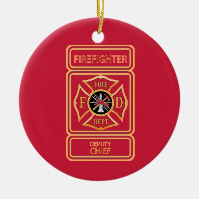 Deputy Fire Chief Custom Ceramic Ornament (Front)