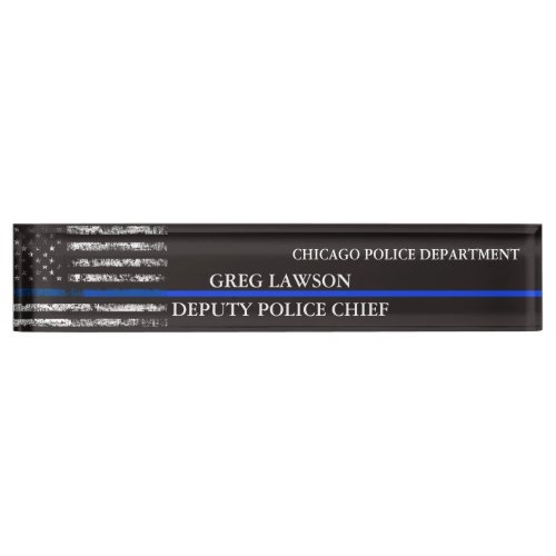 Deputy Sheriff Badge Police Flag Thin Blue Line  D Desk Name Plate