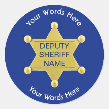 Deputy Sheriff Custom Blue Sticker by Dollarsworth at Zazzle
