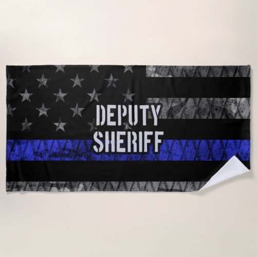 Deputy Sheriff Distressed Flag Beach Towel