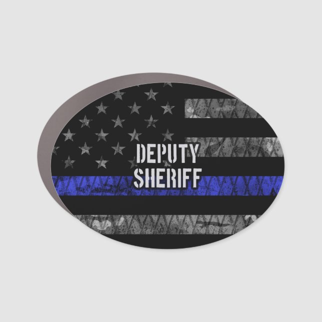 Deputy Sheriff Distressed Flag Car Magnet (Front)