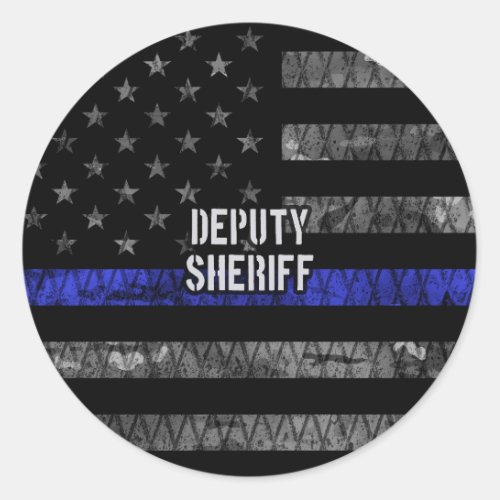 Deputy Sheriff Distressed Flag Classic Round Sticker