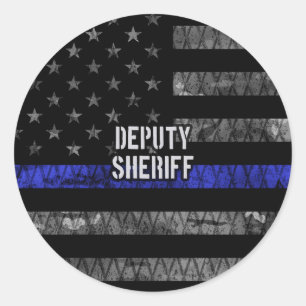 Deputy Sheriff Distressed Flag Classic Round Sticker