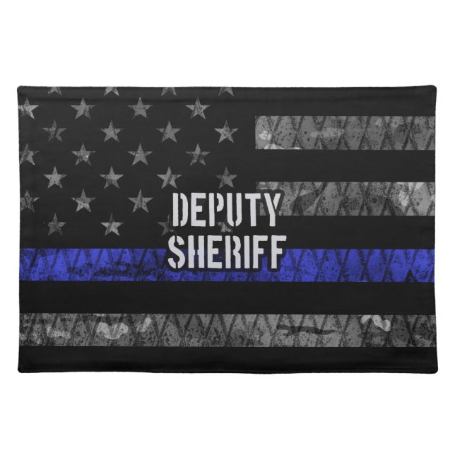 Deputy Sheriff Distressed Flag Cloth Placemat (Front)