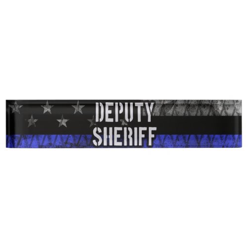 Deputy Sheriff Distressed Flag Desk Name Plate