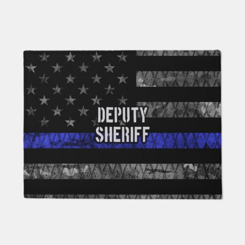 Deputy Sheriff Distressed Flag Doormat