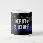 Deputy Sheriff Distressed Flag Giant Coffee Mug (Front)