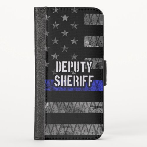 Deputy Sheriff Distressed Flag iPhone X Wallet Case