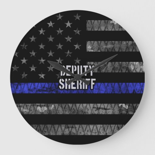 Deputy Sheriff Distressed Flag Large Clock