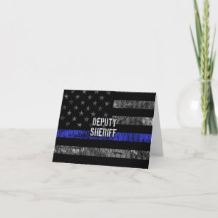 Deputy Sheriff Distressed Flag Letterpress Thank You Card