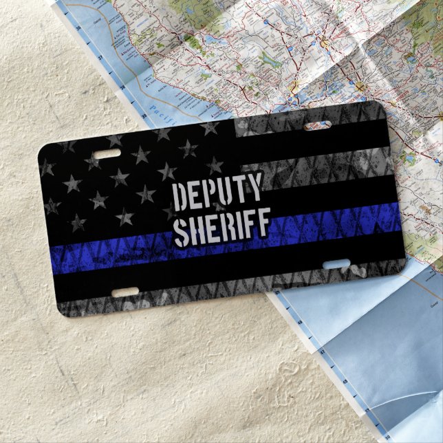 Deputy Sheriff Distressed Flag License Plate (In Situ)