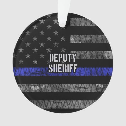 Deputy Sheriff Distressed Flag Ornament