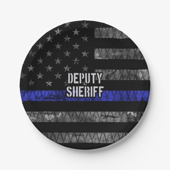 Deputy Sheriff Distressed Flag Paper Plates (Front)