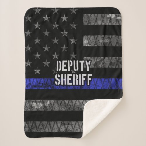 Deputy Sheriff Distressed Flag Sherpa Blanket