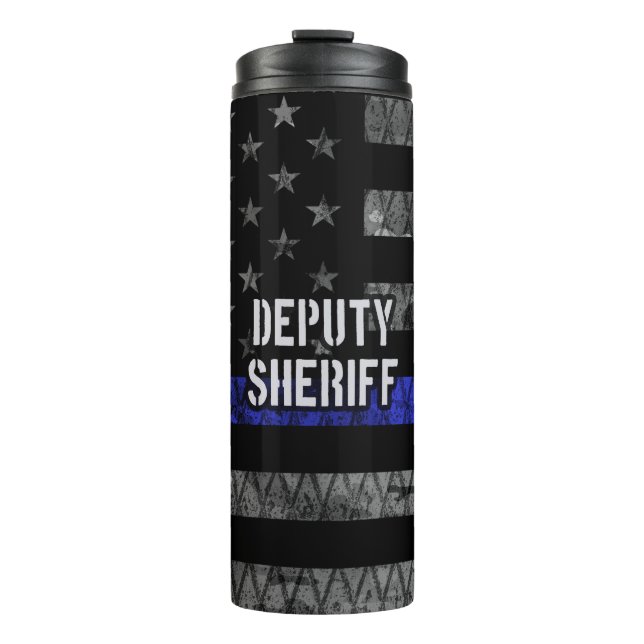 Deputy Sheriff Distressed Flag Thermal Tumbler (Front)
