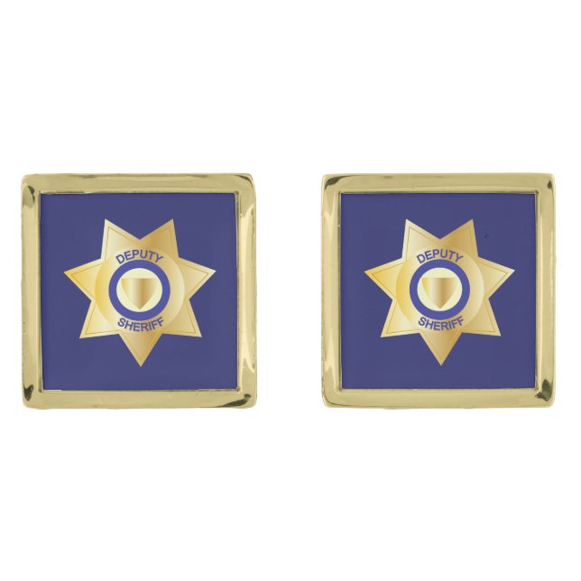 Deputy Sheriff Gold Star Badge Cufflinks (Front)