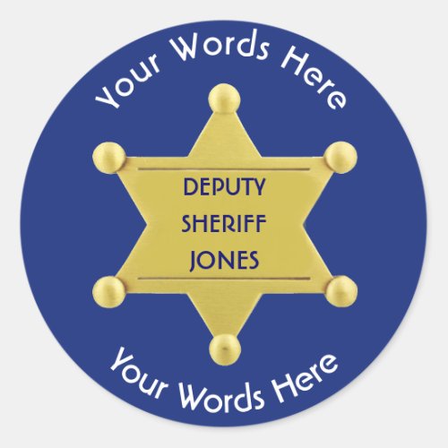 Deputy Sheriff Gold Star Badge Custom Sticker