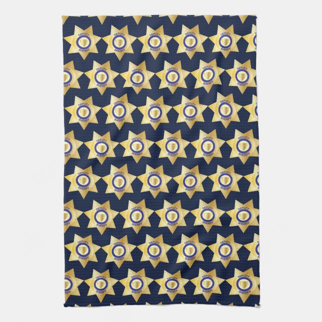 Deputy Sheriff Gold Star Badge Kitchen Towel (Vertical)