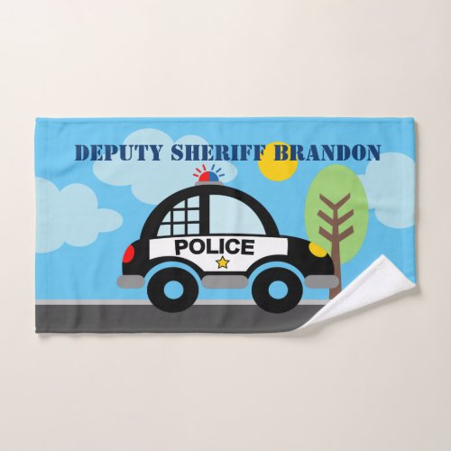 Deputy sheriff police car kids hand towel gift