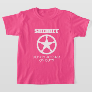 Deputy Sheriff police star badge pink girl's T-Shirt