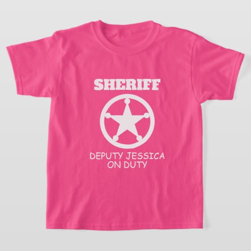 Deputy Sheriff police star badge pink girls T_Shirt