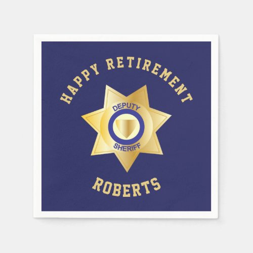 Deputy Sheriff Retirement Party Gold Star Badge Napkins