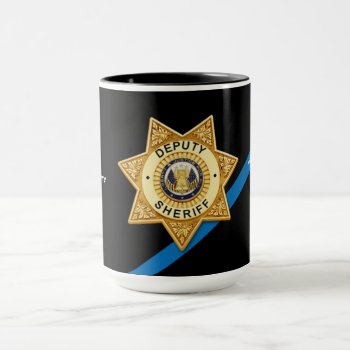 Deputy Sheriff Thin Blue Line Coffee Mug by JFVisualMedia at Zazzle