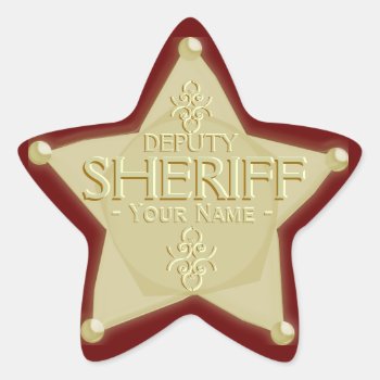 Deputy Sheriff With Your Name Badge Sticker by stopshop at Zazzle