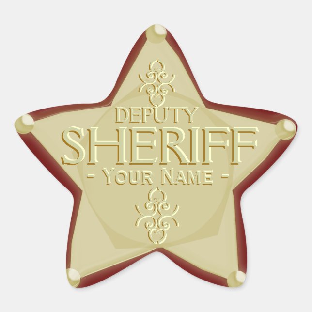 Deputy Sheriff with Your Name Badge Sticker (Front)