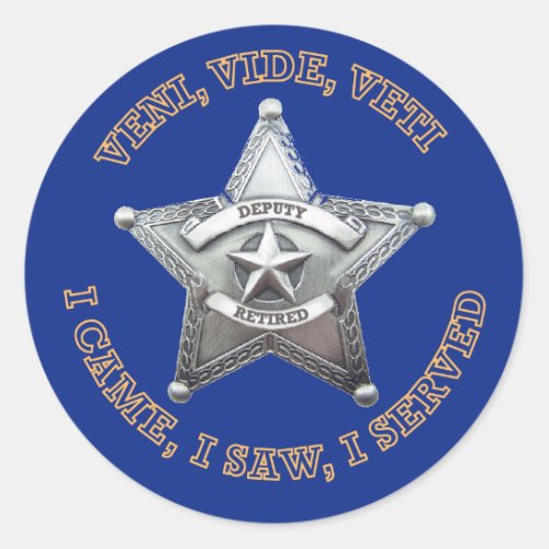 Deputy Sheriffs Badge Logo Classic Round Sticker