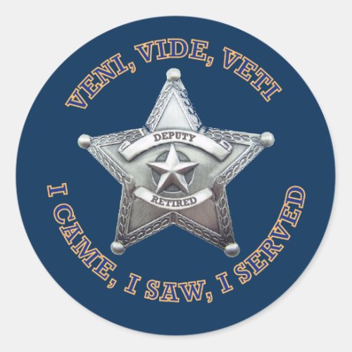 Deputy Sheriffs Badge Logo Classic Round Sticker