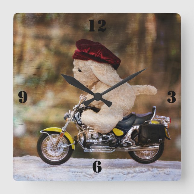 Der Biker Square Wall Clock (Front)