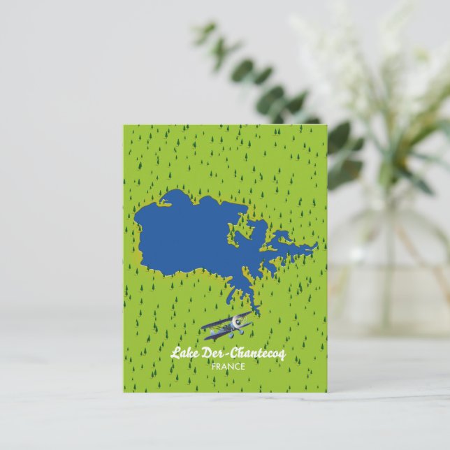 Der chantecoq France lake map Postcard (Standing Front)