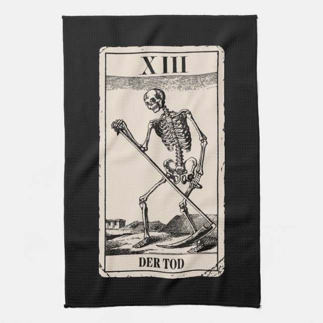 Der Tod / Death Tarot Card Kitchen Towel (Vertical)