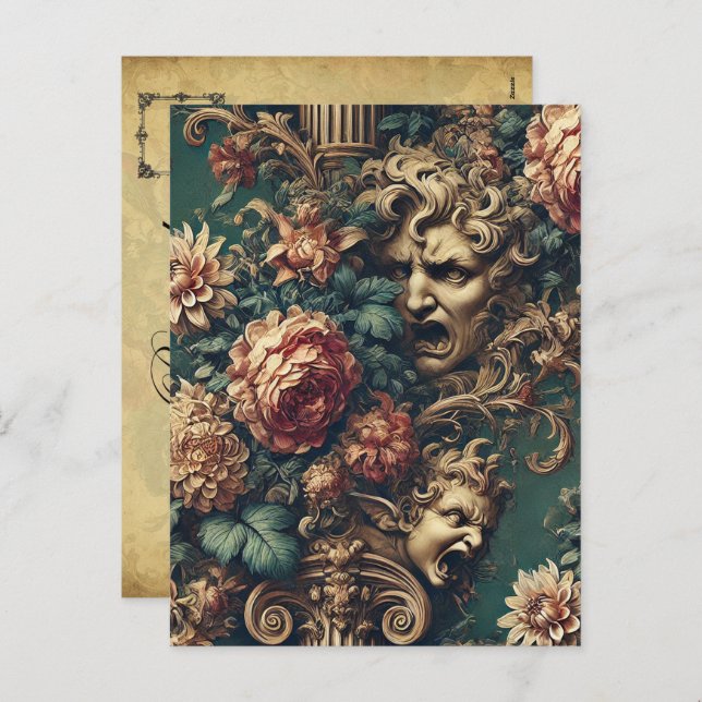 Deranged Decadence – Gothic Victorian Floral  Holiday Postcard (Front/Back)