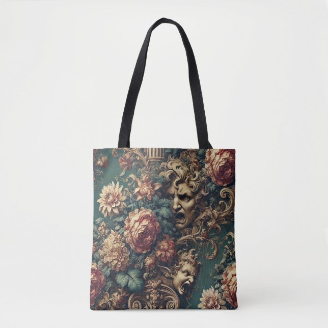 Deranged Decadence – Gothic Victorian Floral  Tote Bag (Front)