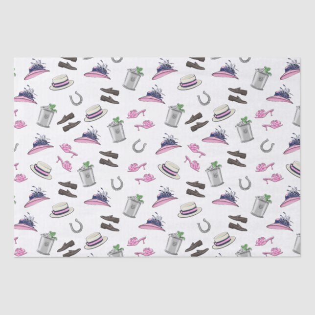 Derby Attire Hats, Heels, Mint Juleps & Horseshoes Tissue Paper (Front)
