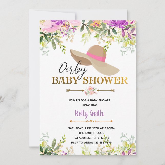 Derby baby shower party invitation (Front)