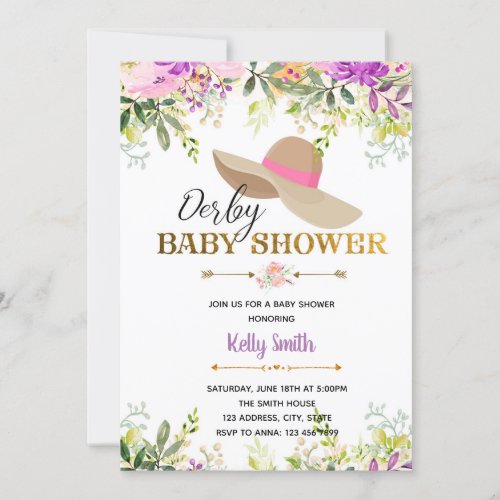 Derby baby shower party invitation