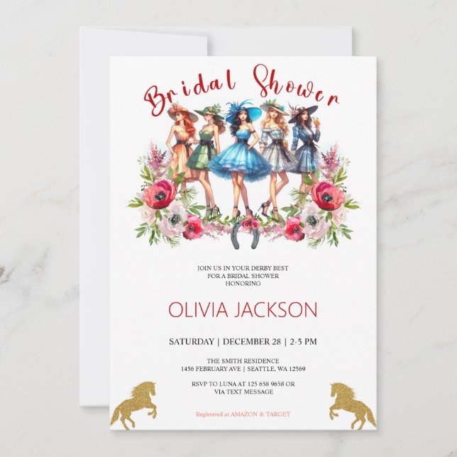 Derby Bachelorette Bridal Shower invitation (Front)